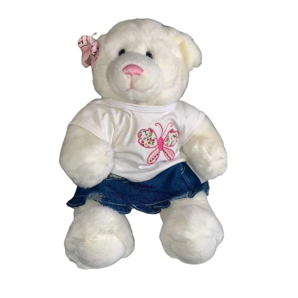 Build A Bear Teddy Bear Plush White Pink Nose 12" Stuffed Animal B.A.B